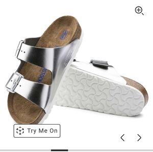 Birkenstock Arizona Metallic Silver Sandals